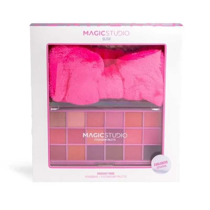 Magic Studio – Set de machiaj cu o paletă de 18 farduri de ochi și o bandă pentru păr „Glow Pretty Girls”, în cutie Expediere rapidă