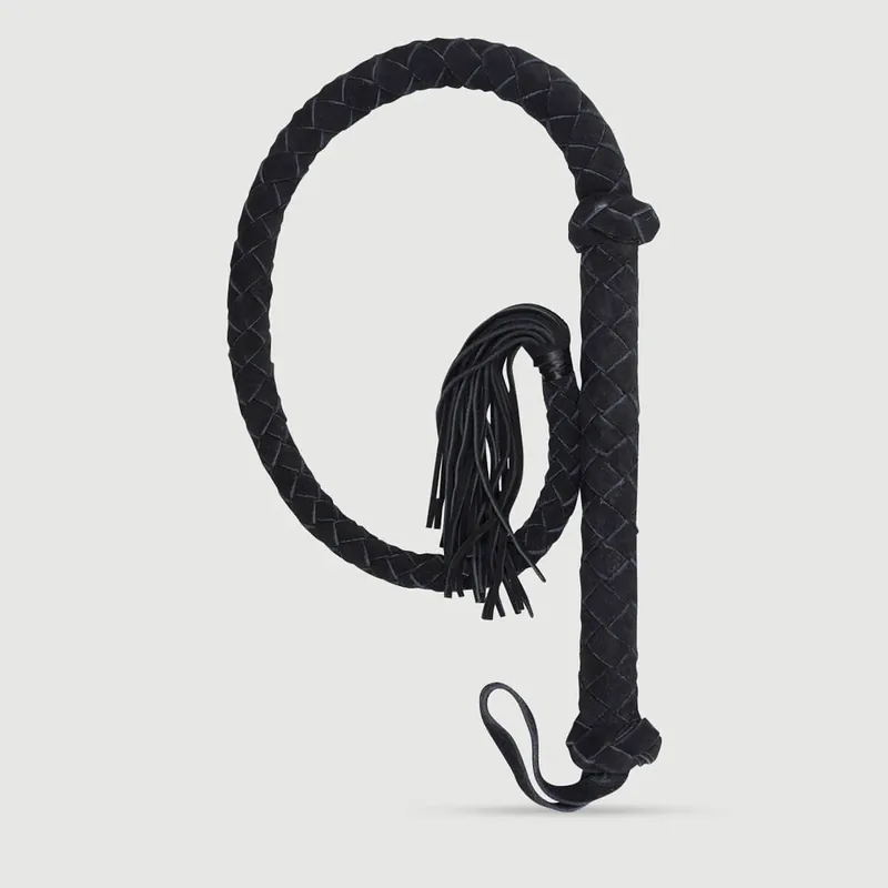 Preferatul clienților Bullwhip împletit cu buclă pentru încheietura mâinii și capăt cu fundiță - negru