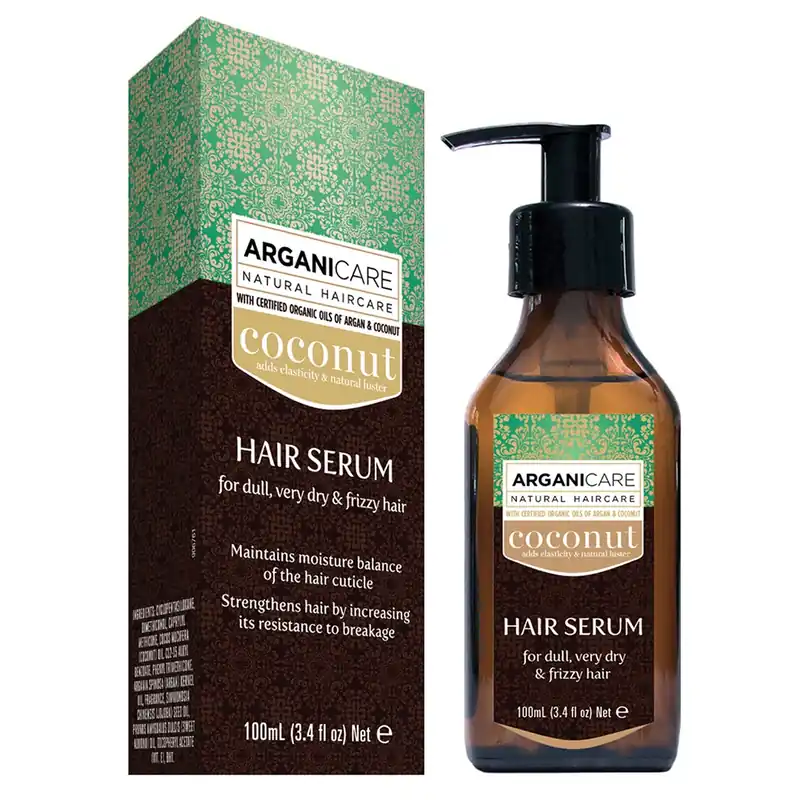 Cel mai vândut Serum reparator cu ulei de cocos pentru par fara stralucire, foarte uscat si frizzy, Arganicare, 100 ml