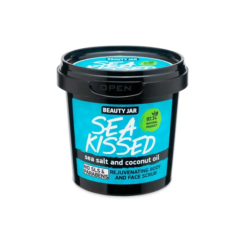 Lichidare de stoc Scrub revigorant pentru fata si corp, cu sare de mare si ulei de cocos, Sea Kisses, Beauty Jar, 200 g