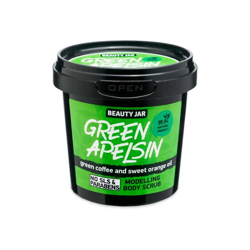 Scrub modelator pentru corp, cu cafea verde si ulei de portocala, Green Apelsin, Beauty Jar, 200 g Preț mic