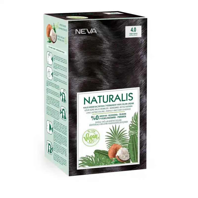 Doar azi Vopsea de par vegana fara amoniac, Saten Intens 4.0, Naturalis, Neva, 150 ml