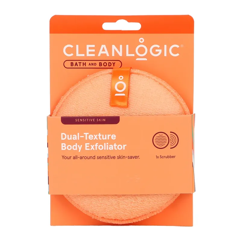 Cumpărături sigure Burete Exfoliant pentru Piele Sensibila, cu Doua Texturi, Bath & Body, Cleanlogic, 1 buc.