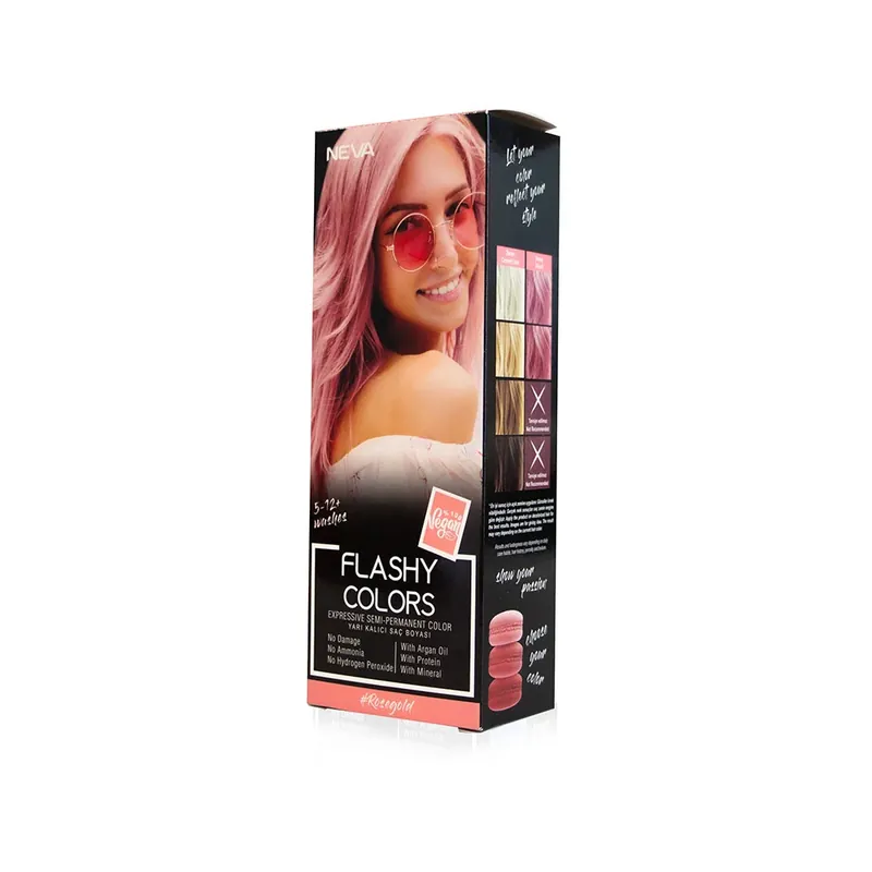 Reduceri Flashy Colors Rose Gold, Nuantator semipermanent, roz auriu, 100% vegan, Neva, 100 ml