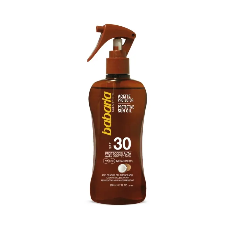 Discount Ulei protectie solara SPF30 & accelerator bronzare tip spray, Cocos, Babaria, 200 ml