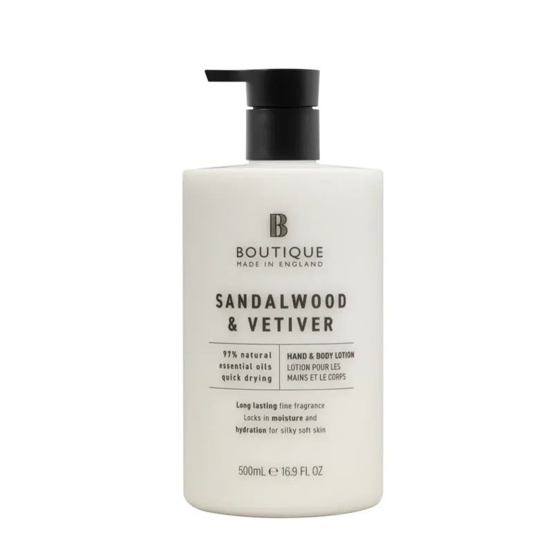 Preferatul clienților Lotiune pentru maini & corp cu parfum de lemn de santal & vetiver, Boutique, 500 ml