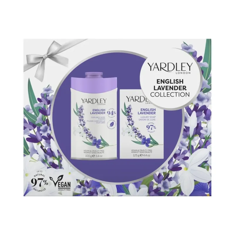 Reducere Set duo 1 x 100 g pudra de corp si 1 x 120 g sapun cu parfum de lavanda englezeasca, English Lavender Collection, Yardley, 2 articole