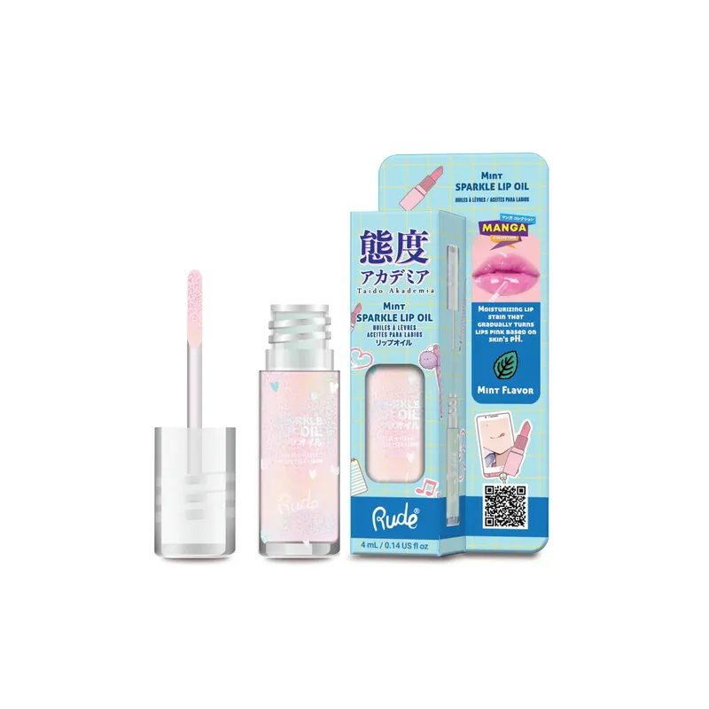 Ulei de buze cu sclipici, pH-reactiv, care isi schimba culoarea, cu aroma de menta, Manga Collection, Rude Cosmetics, 4 ml Ofertă exclusivă