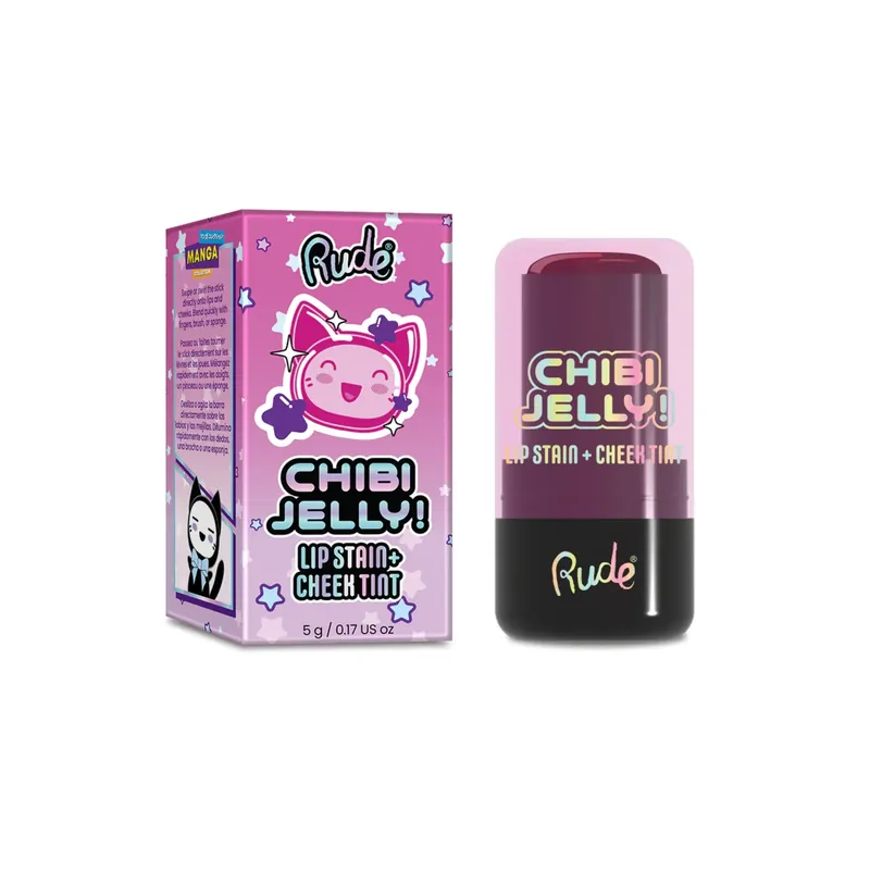 2 in 1 Lip Stain + Cheek Tint Chibi Jelly!, nuanta Koneko, Chibi Manga Collection, Rude Cosmetics, 5 g Super ofertă