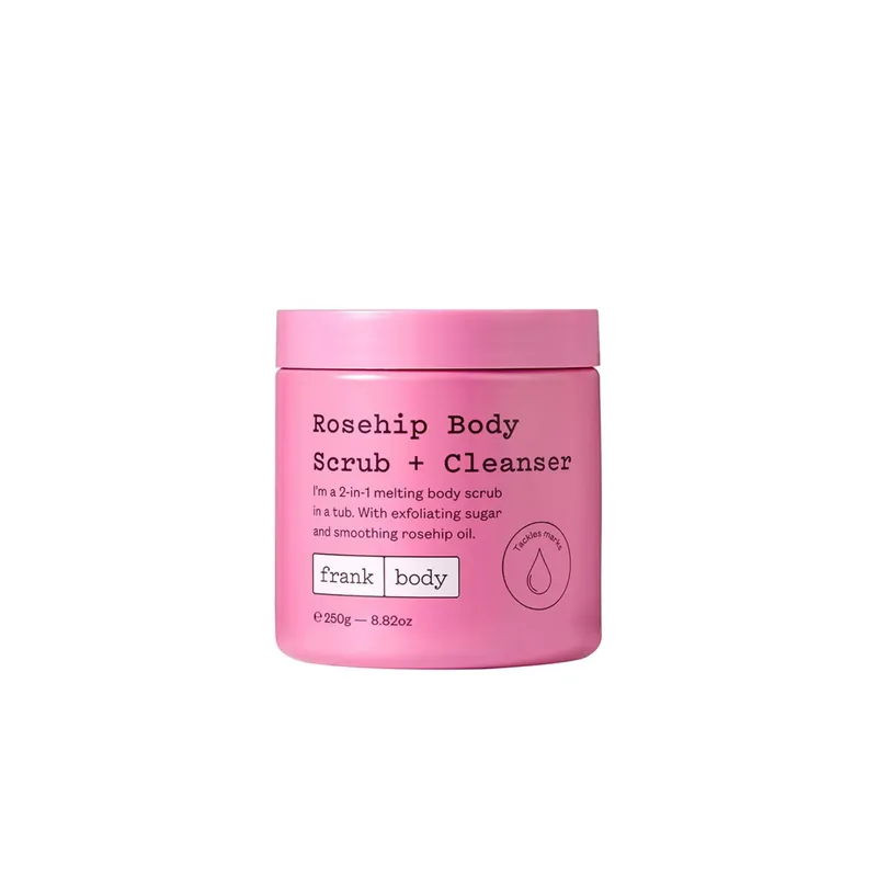 2 in 1 exfoliant + cleanser pentru corp, cu zahar & ulei de macese, Frank Body, 250 g Reducere de preț