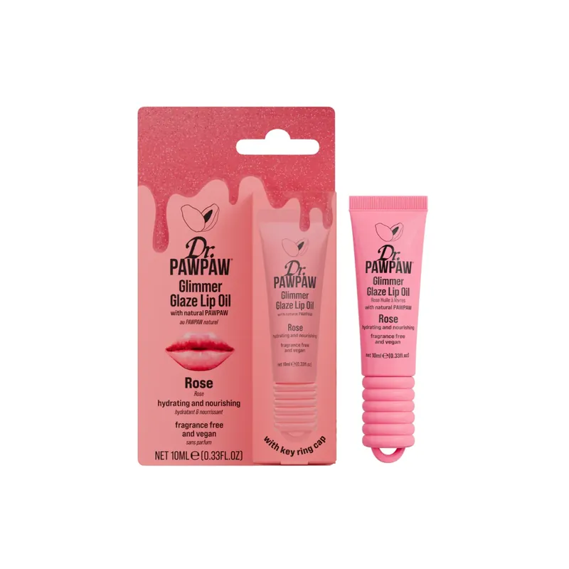 Preț redus Ulei de buze hidratant si hranitor cu extract de papaya, Glimmer Glaze, Rose, Dr.PAWPAW, 10 ml