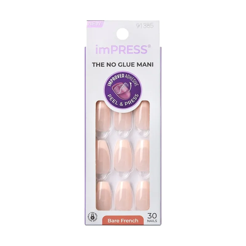 Nu rata KISS, Unghii false imPRESS Bare French, Genuine, 30 bucati