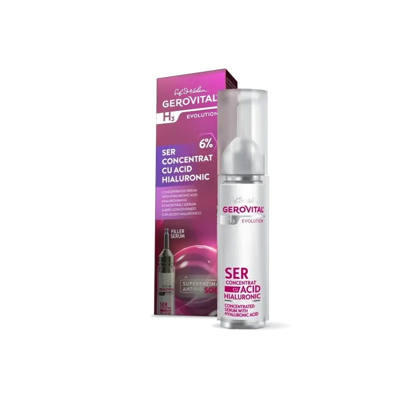 Ser cu acid hialuronic 6% H3 Evolution, 10 ml, Gerovital Lichidare de stoc
