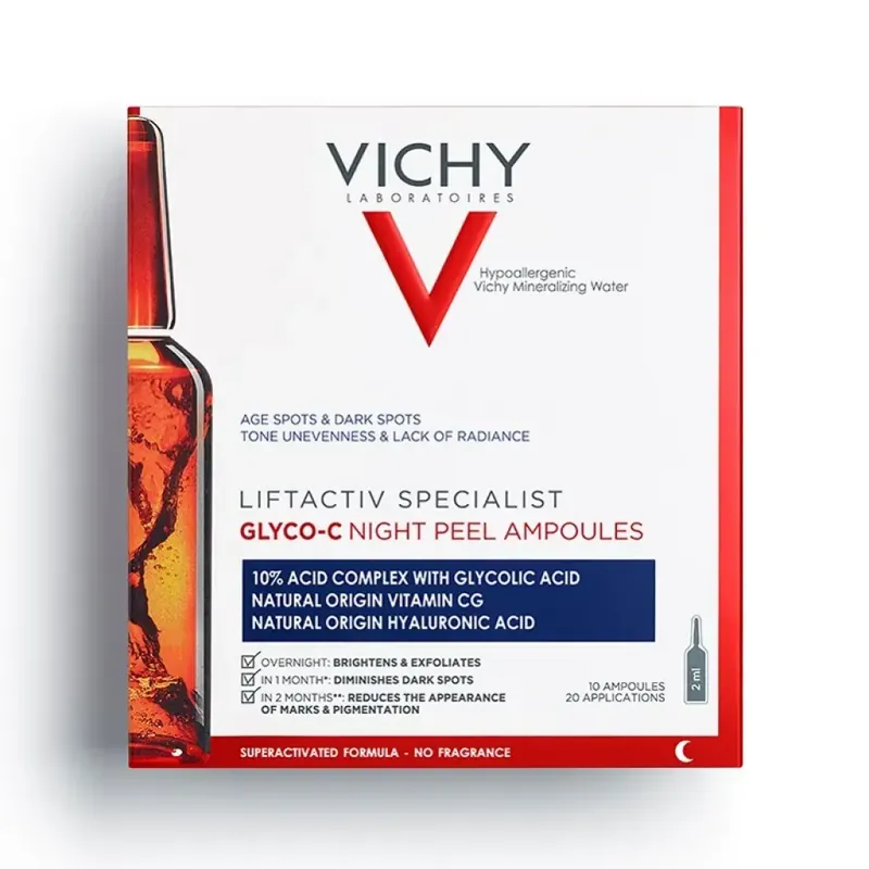 Ofertă limitată Fiole pentru exfoliere nocturna Liftactiv Specialist Glyco-C, 10 fiole, Vichy