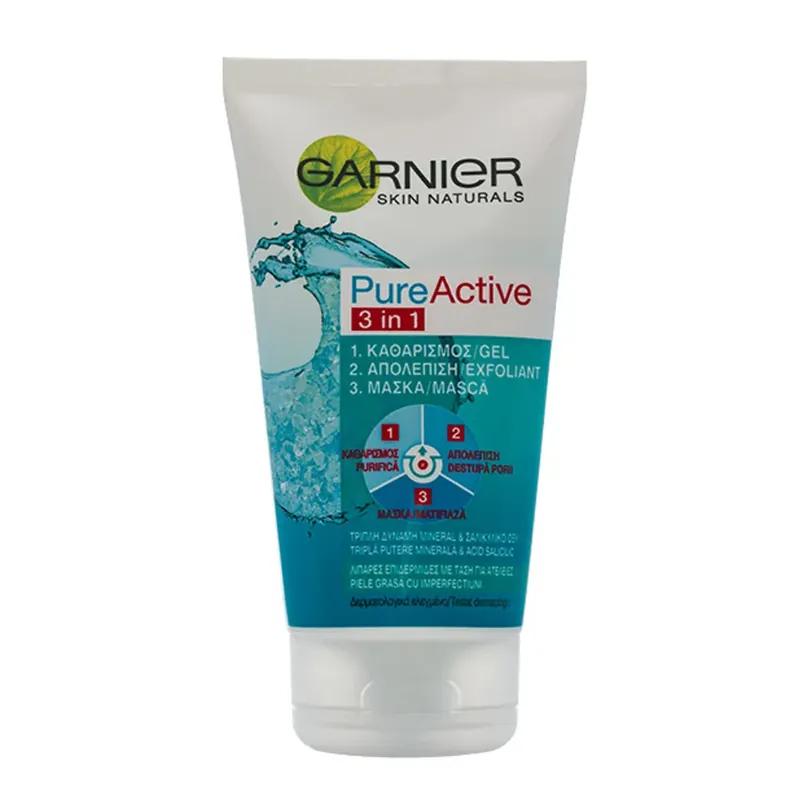 Bestseller Gel de curatare exfoliant Garnier Pure Action 3 in 1, 150 ml