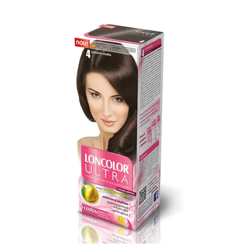 Reducere de preț Vopsea permanenta pentru par Loncolor Ultra, 4 Castaniu mediu