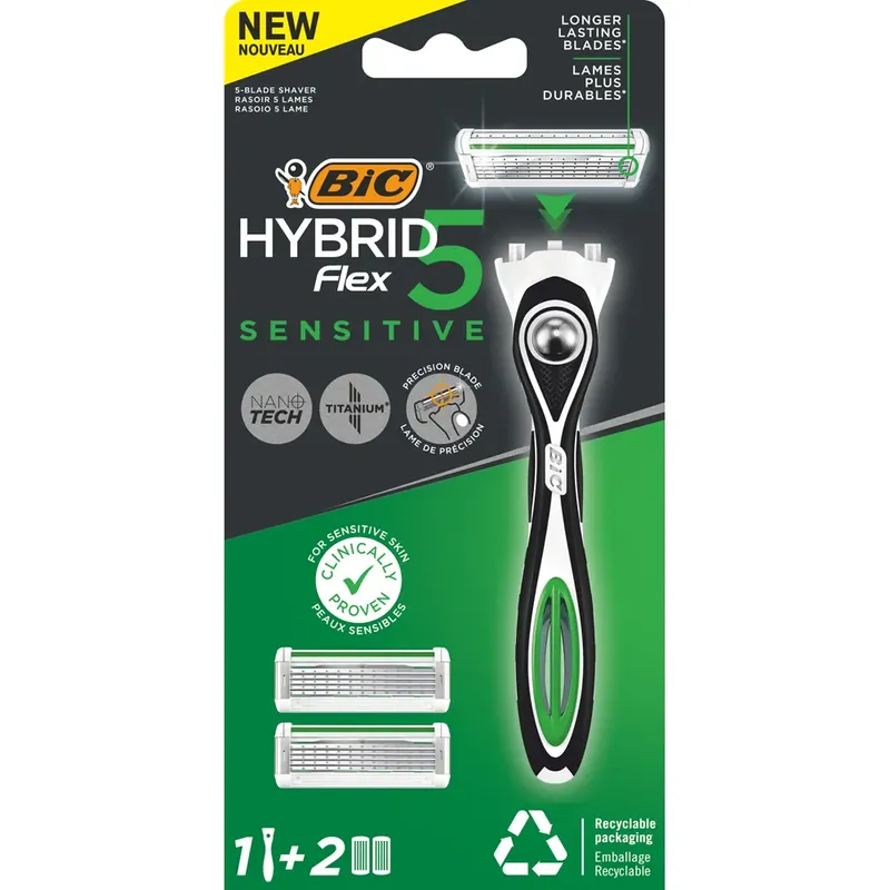 Nu rata Aparat de ras BIC Hybrid 5 Flex Sensitive, 1 maner + 2 rezerve